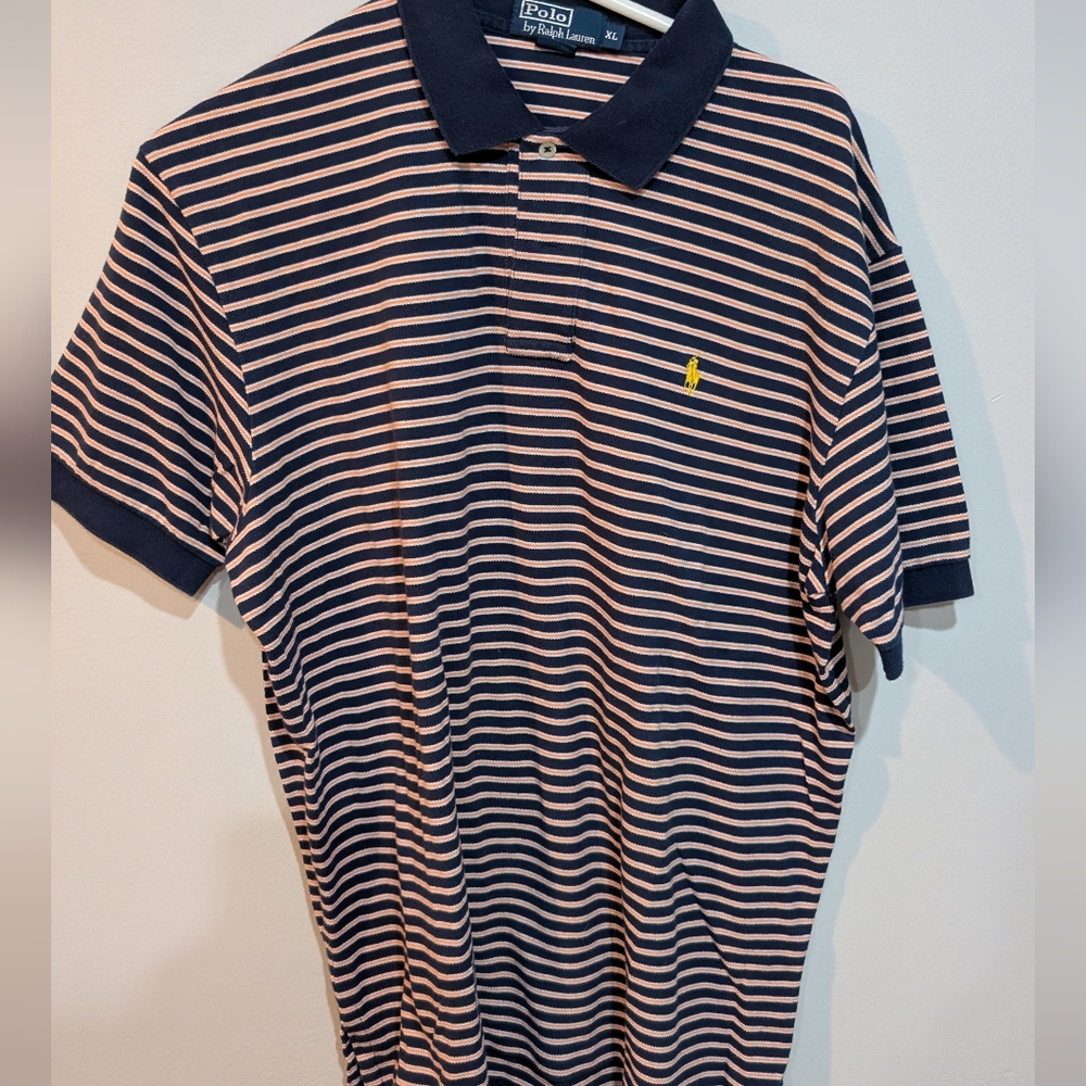 Vintage 90's Ralph Lauren Navy and Orange Polo Shirt